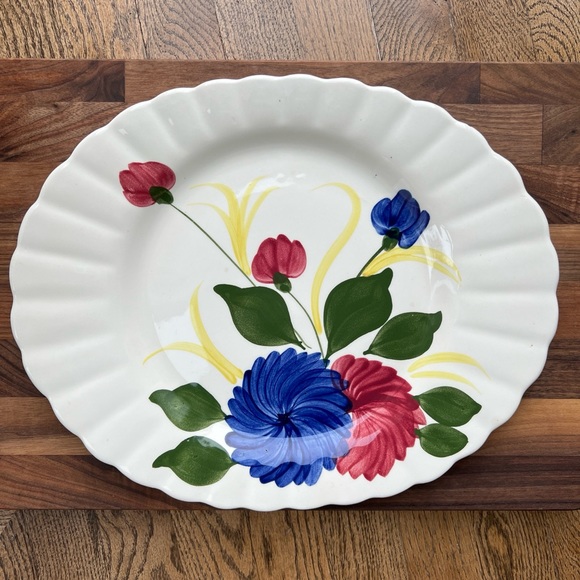 Vintage BLUE RIDGE Southern Pottery CHRYSANTHEMUM Large Oval Platter Plate 14x11 - Picture 1 of 9
